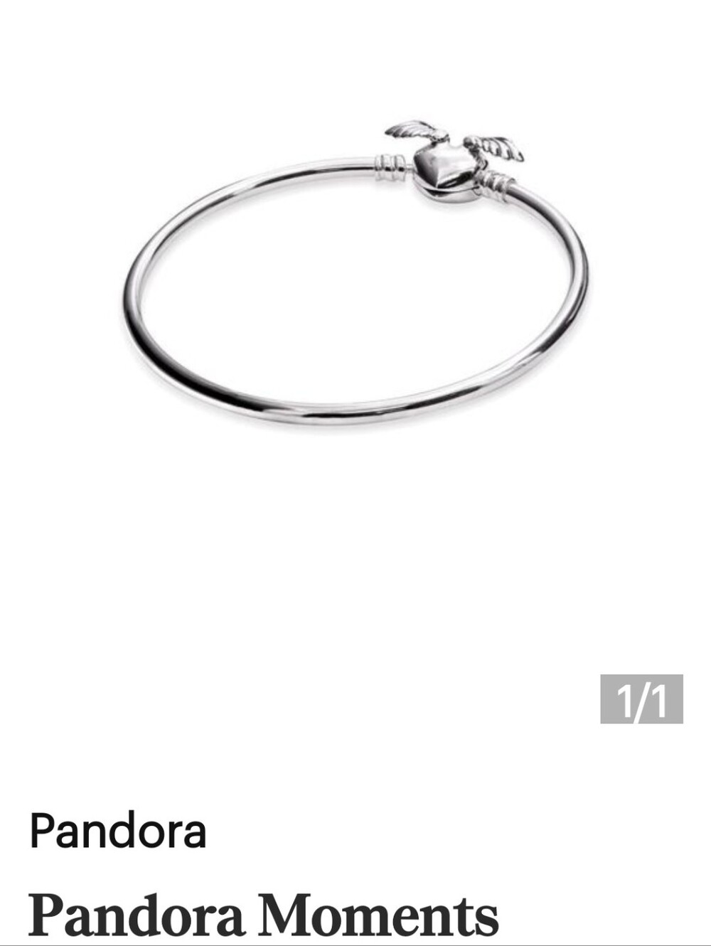 Pandora Silver Wing Heart Bangle Bracelet - Silver-small - Picture 2 of 2